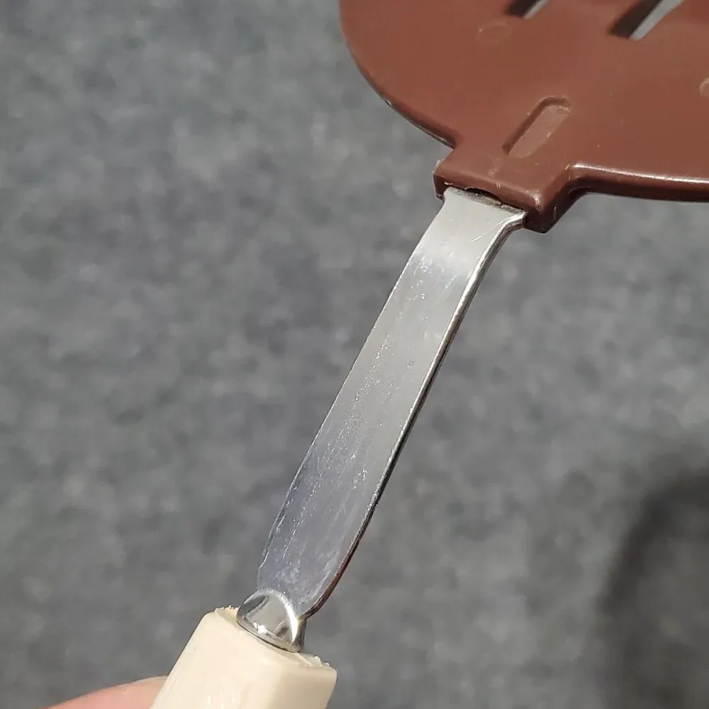 Vintage Ekco Spatula Brown And Tan Slotted Vegetable Logo Kitchen Utensil USA